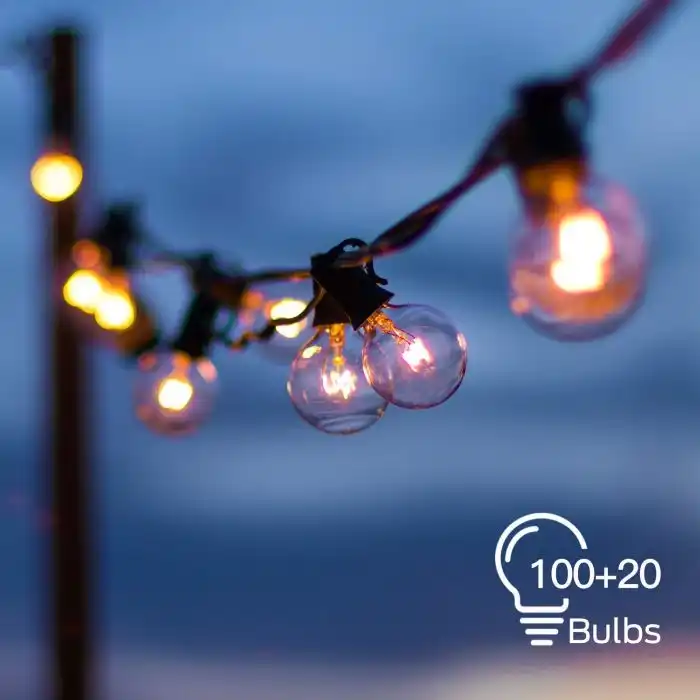 2 Pack Globe String Lights with 10020 Clear G40 Bulbs