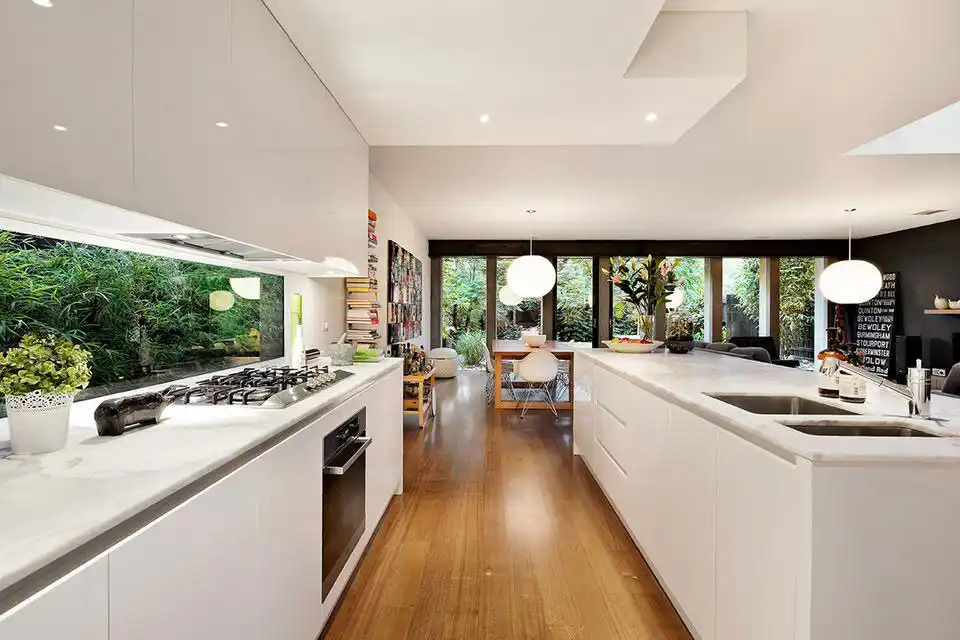 27 Main Street in Northcote open space kitchen with window backsplash