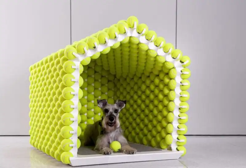 3D Printed Dog House Made of Over 1000 Tennis Balls