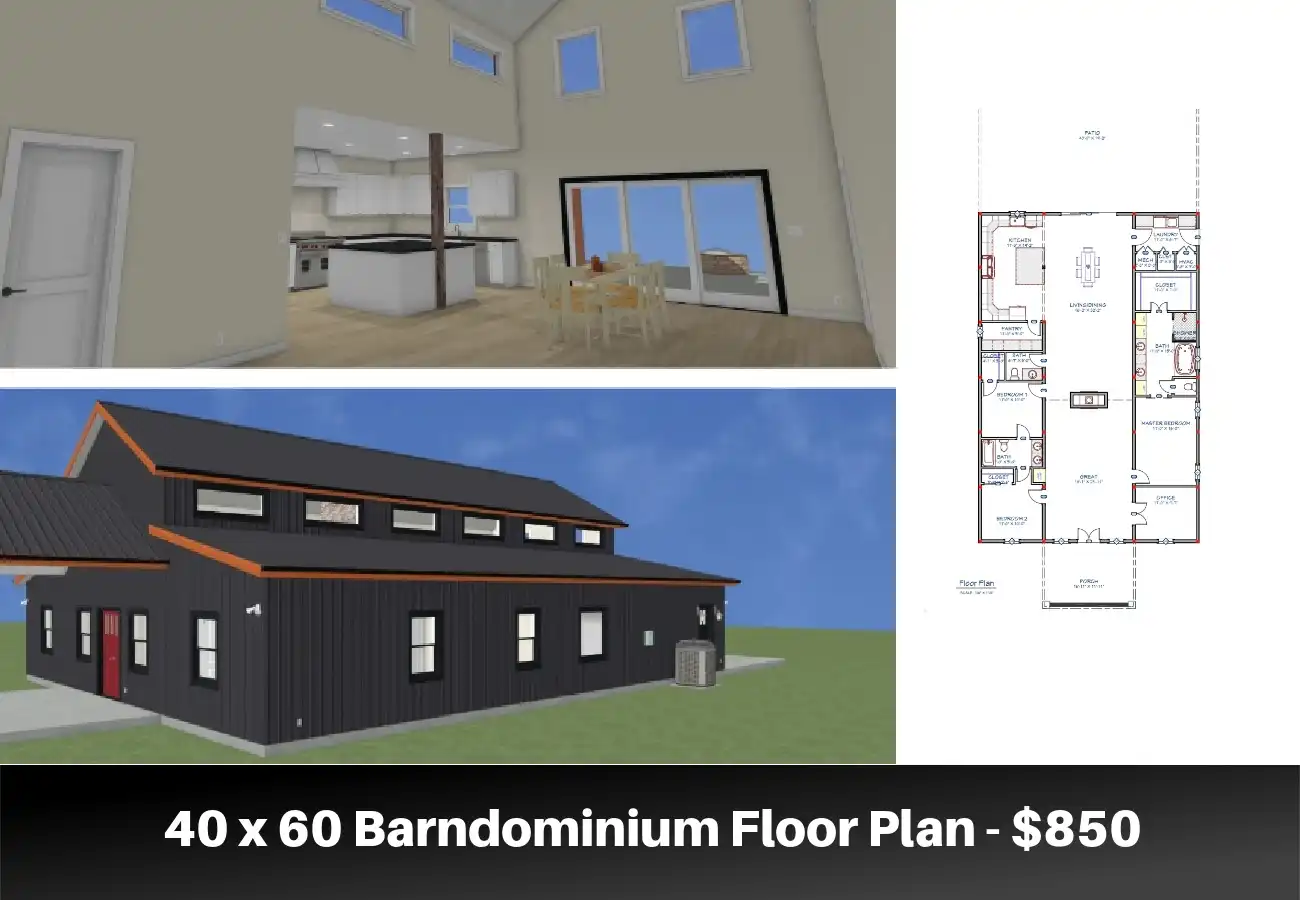 40 x 60 Barndominium Floor Plan - $850
