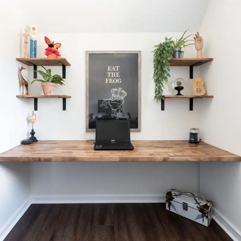 A DIY Floating Wall-to-Wall Desk
