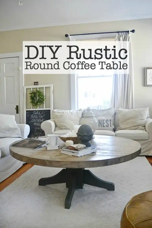 A Large Round Wooden Coffee Table