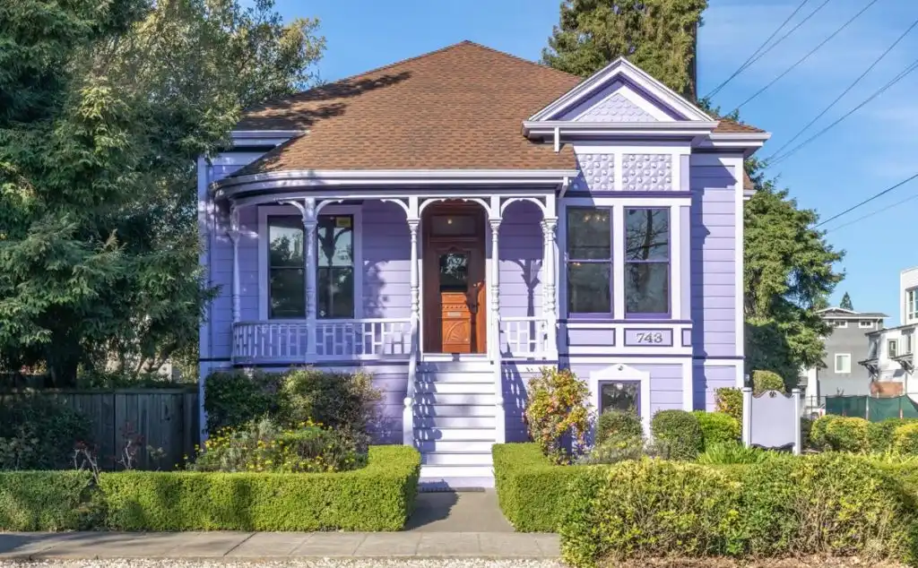 A Lavender Home bold colors home exterior