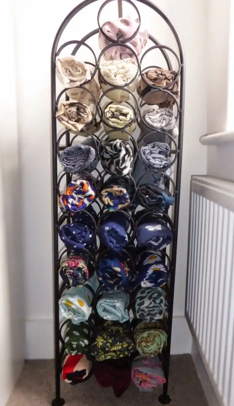 A Place For All Your Scarves In A Wine Rack