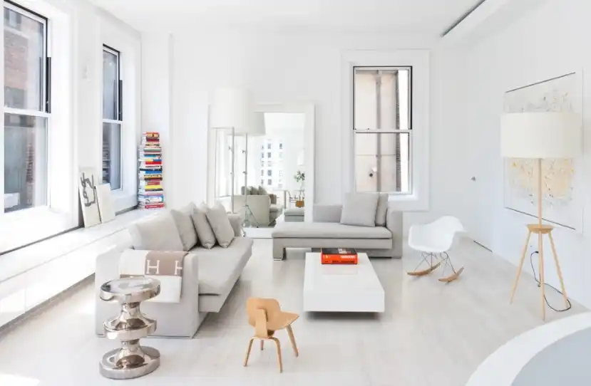 A Scandinavian white living room