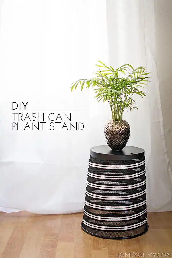 upside down trash can plant stand