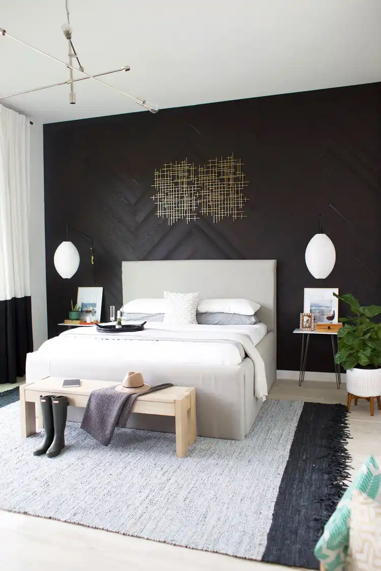 Wood Grain Black Wall
