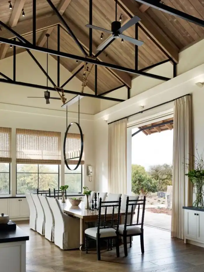 A contemporary farmhouse dining room
