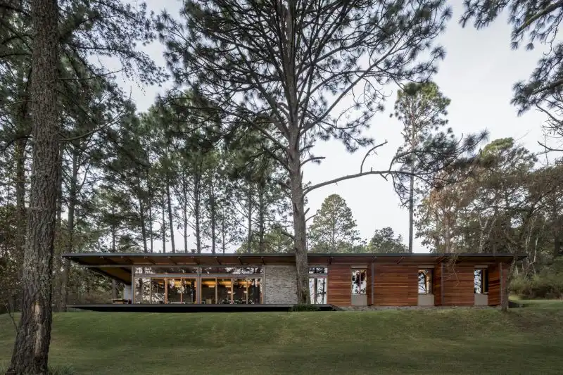 A cozy wood house with an eclectic design