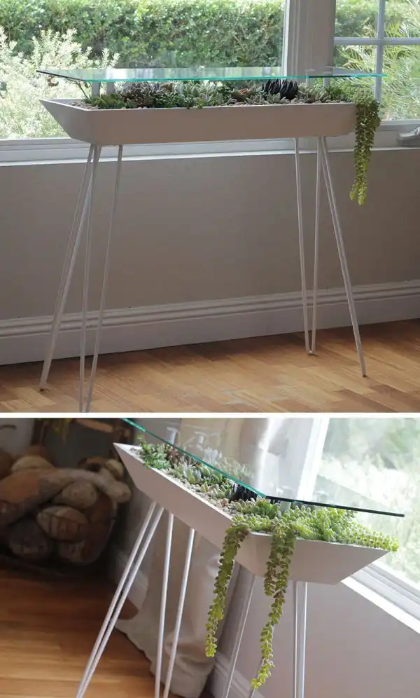 A table that doubles as a planter