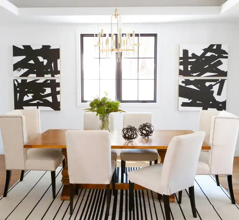 Abstract black canvas wall art for dining area