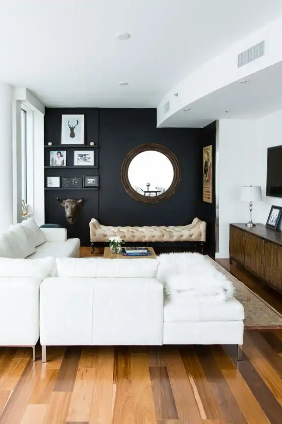 Accent black wall for a small living room