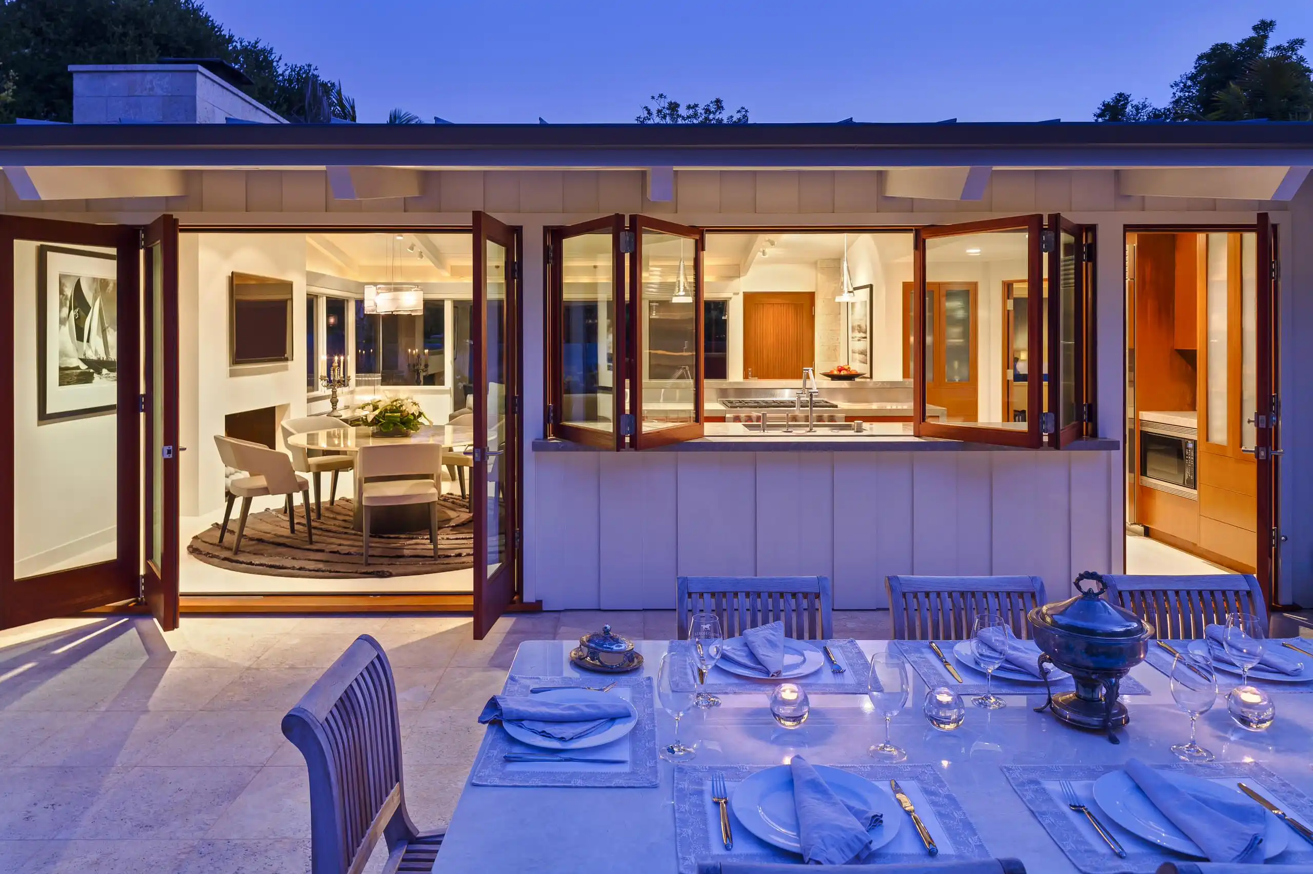 Accordion windows overlooking terrace