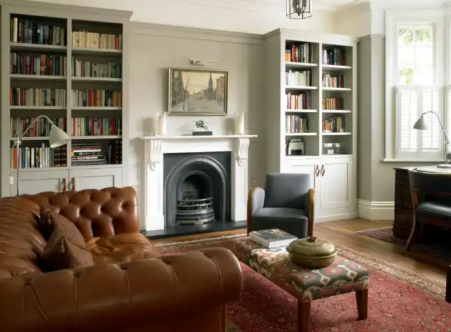 Add symmetry with tall bookcase