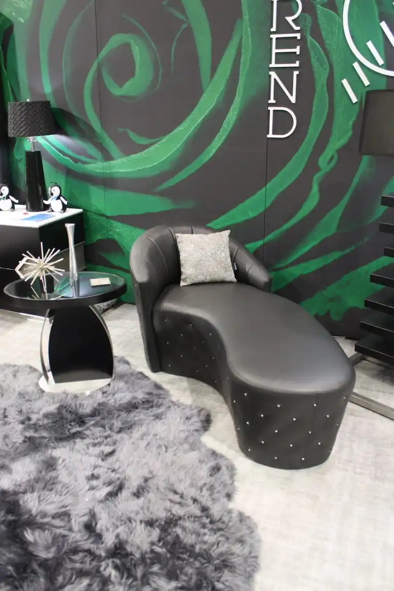 Leather furnishings are well paired with fluffy rugs for added luxury.