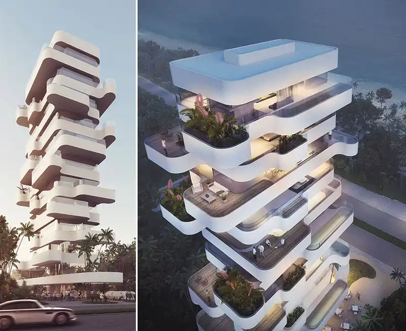 An apartment tower building by Orange Architects