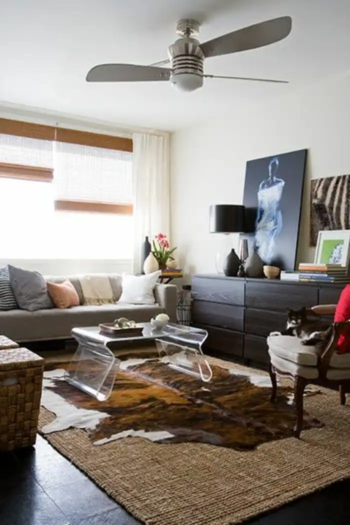 Animal skin layered rug