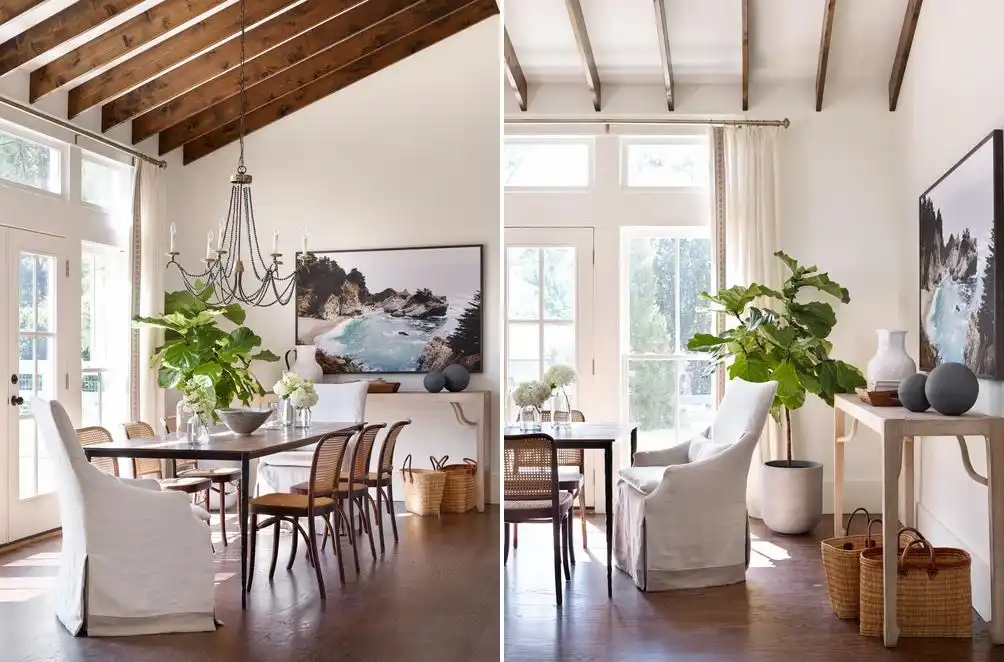 Anna Braund dining are with ocean wall art