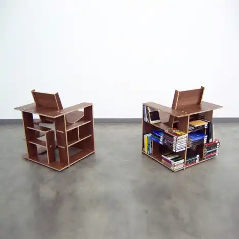 Another armchair with storage for books