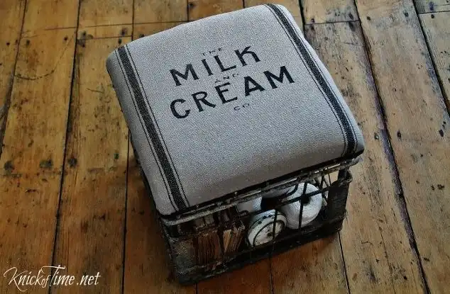 Another milk crate into an ottoman