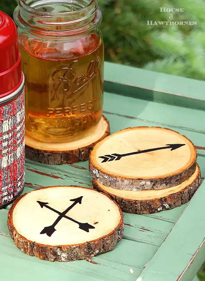 Arrow wood slice coasters