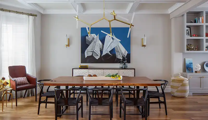 Artistic Designs For Living Dining area with Blue Wall Art