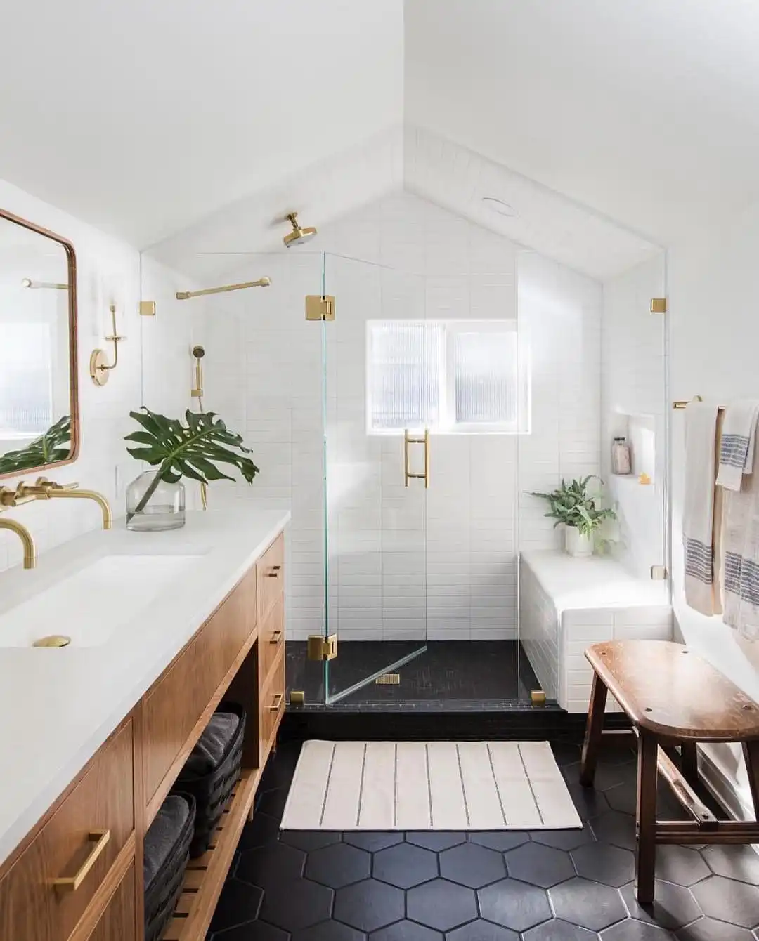 Attic room bathroom with large shower door