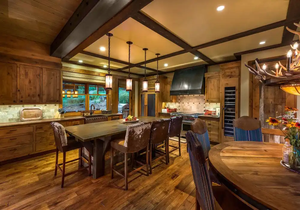 Austin Cabin Walton Architecture dining kitchen