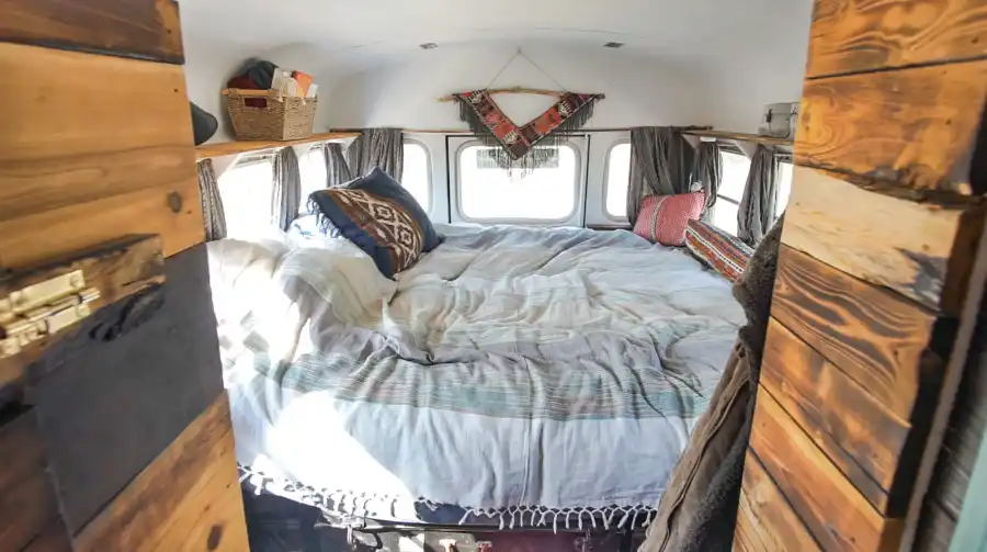 Awesome School Bus Conversion Into Tiny House on Wheels bedroom