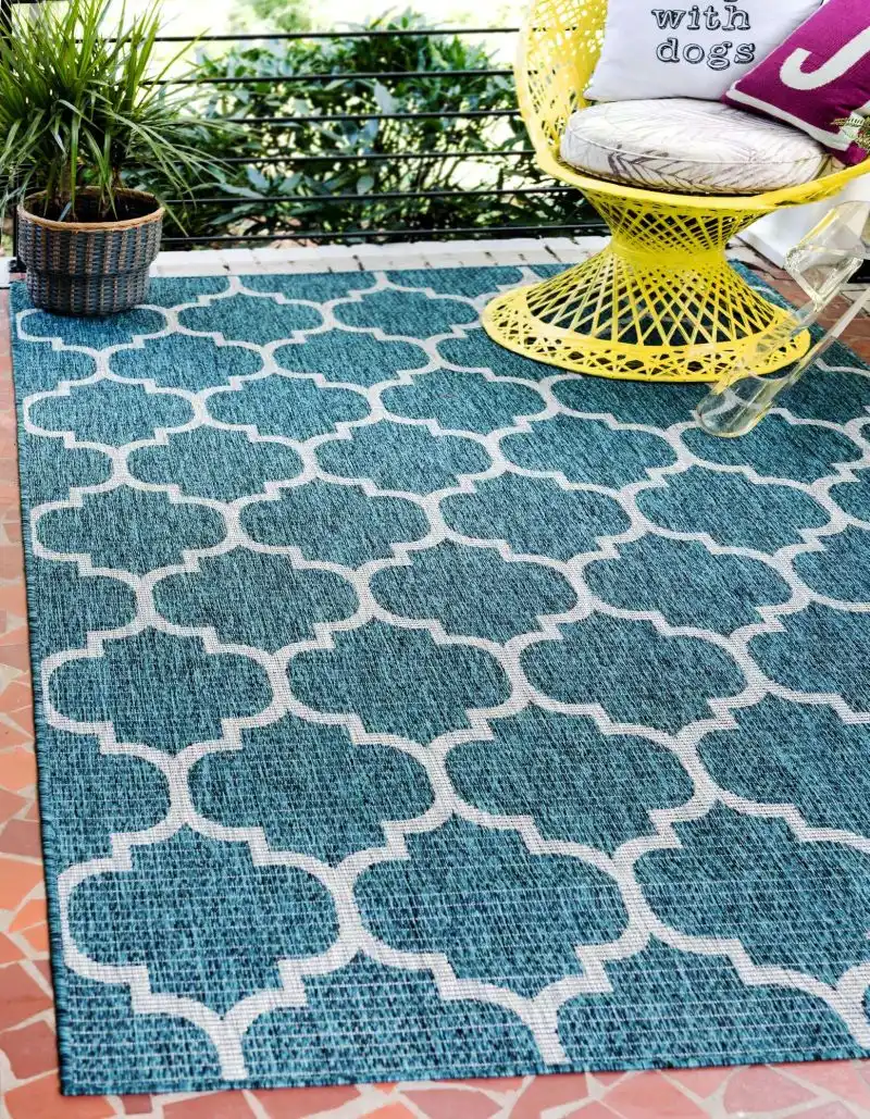 BLue modern pattern outdoor rug