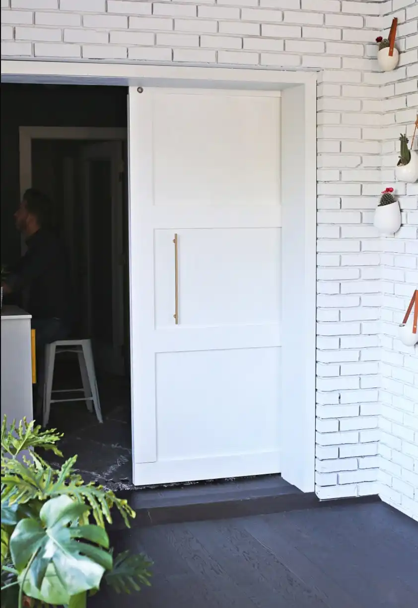 Barn door with luxury gold hardware