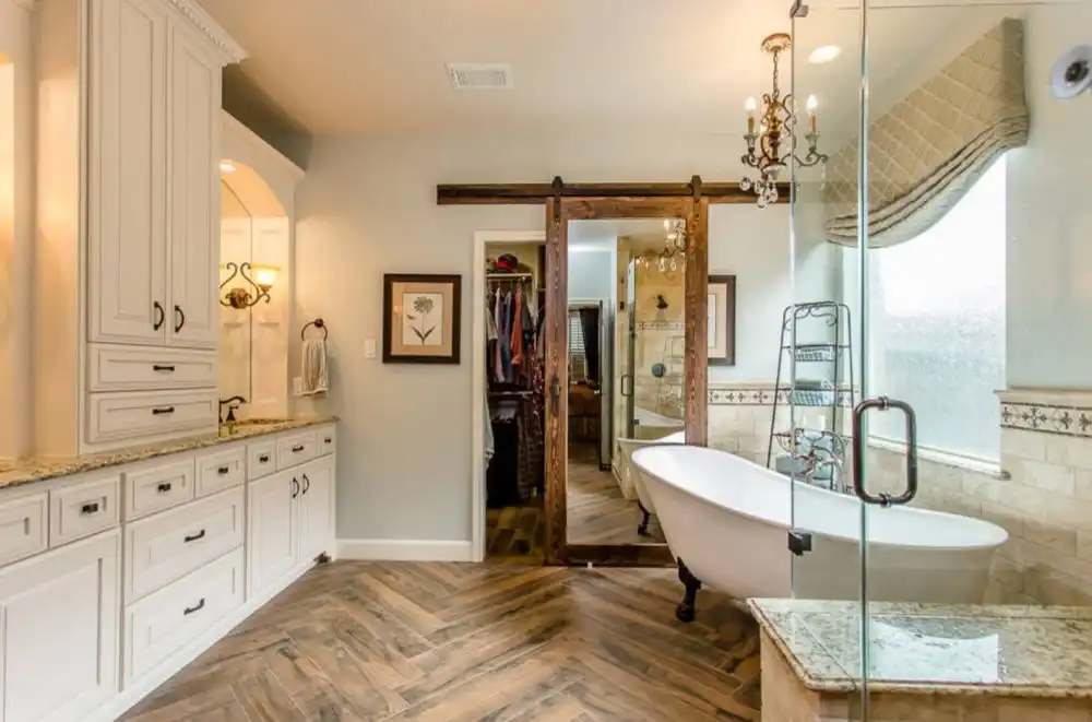 Barn door with mirror for bathroom