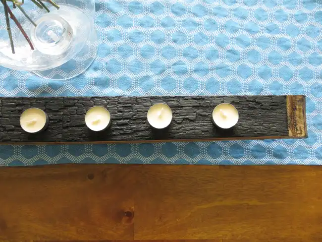 Barrel stave candle holder