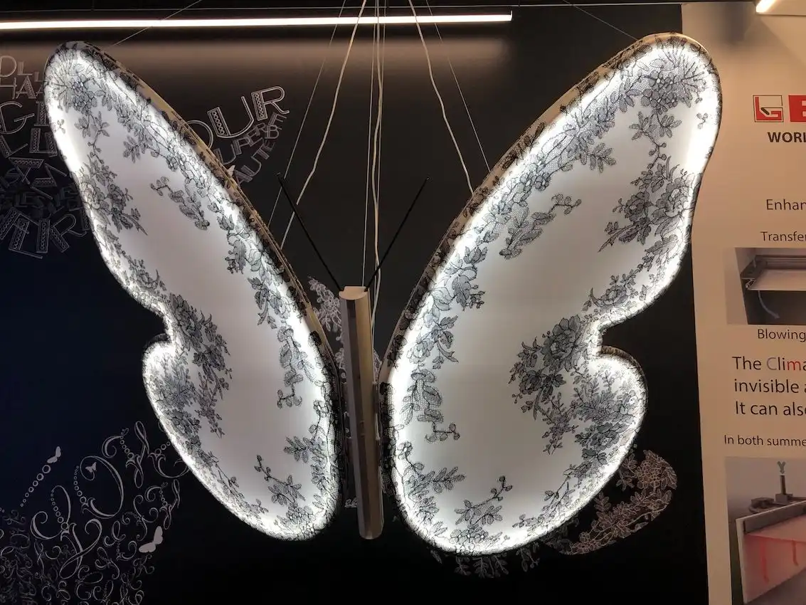 The delicate pattern is typical of the lingerie designer's style.