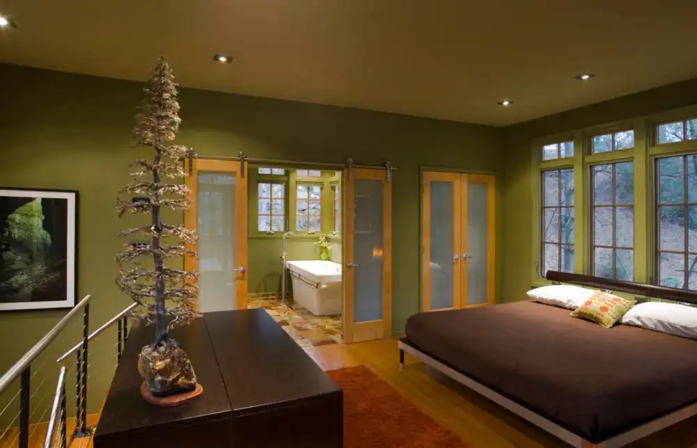 Bathroom barn doors with glass