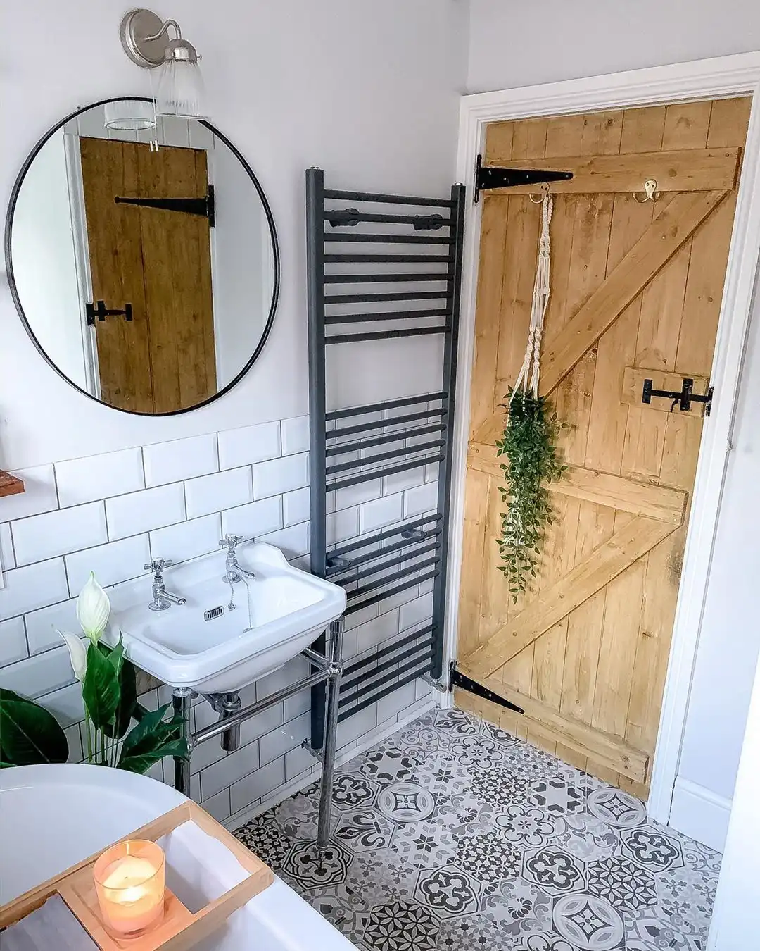 Bathroom featuring wood barn