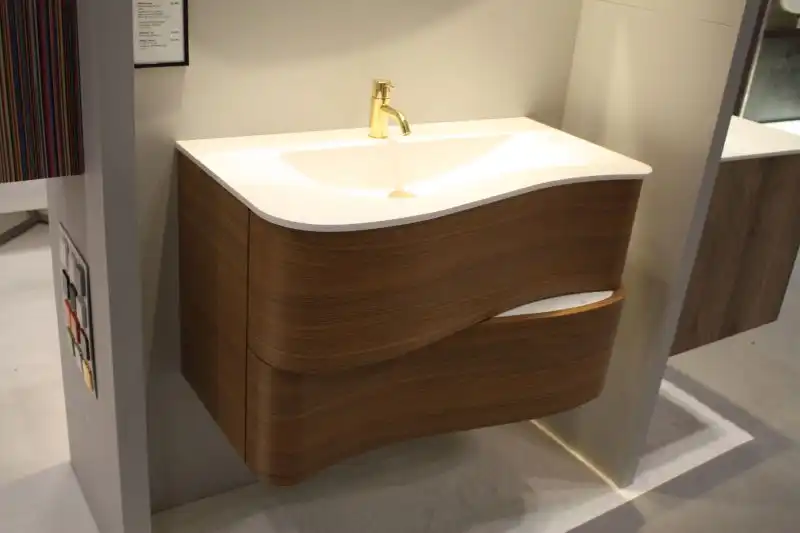 Bathroom paired with wood finish