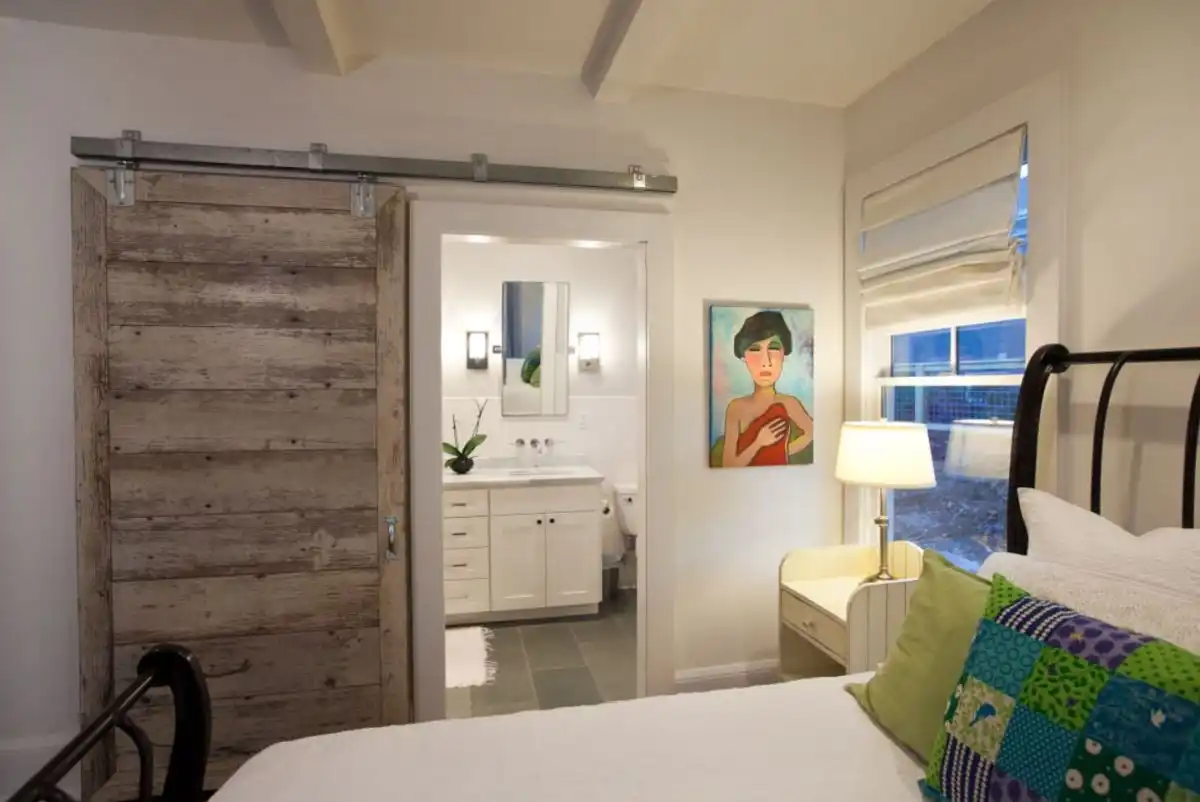Bathroom reclaimed barn door