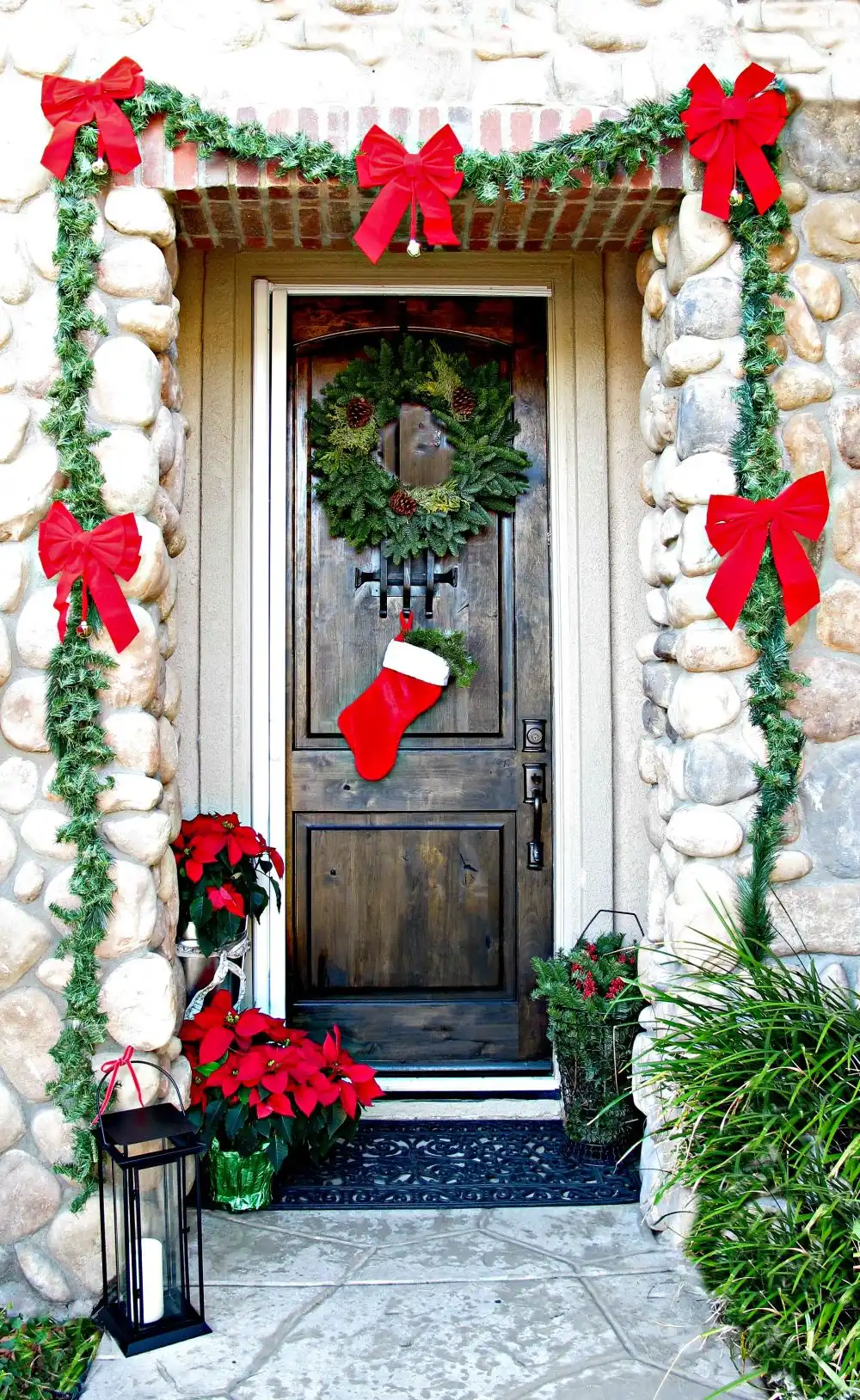 Beautiful front door decor for Holidays
