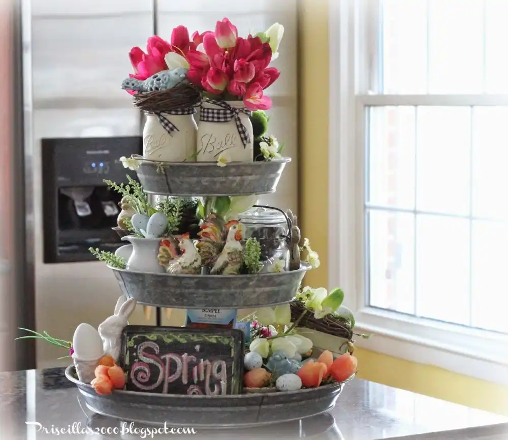Beautiful tired galvanized centerpiece for Easter