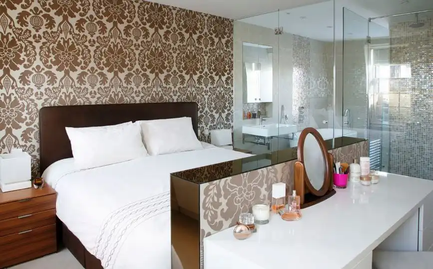 Bed with dressing table