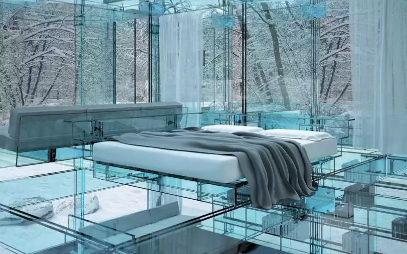 Bedroom Transparent house concept by santambrogiomilano