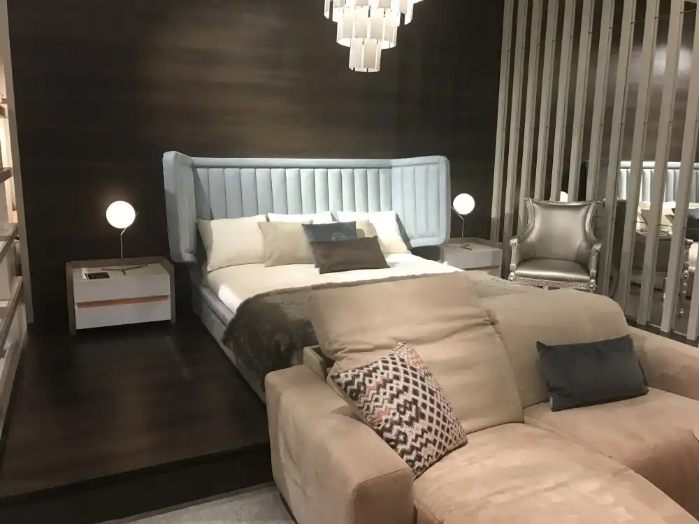 Colorful Curved Headboards with platform bed