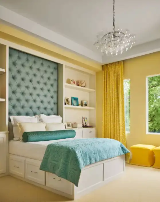 Bedroom with yellow accents
