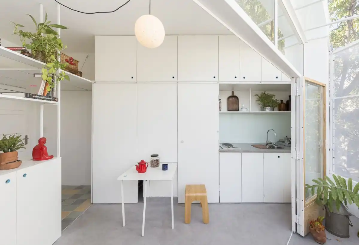 Space-efficient pull-out kitchen table idea
