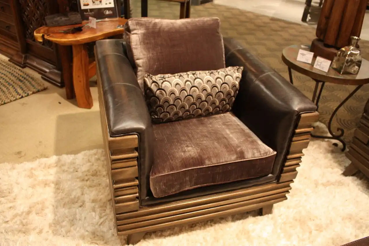 Bella Rustica's club chair is modern, with a full outer frame of wood.