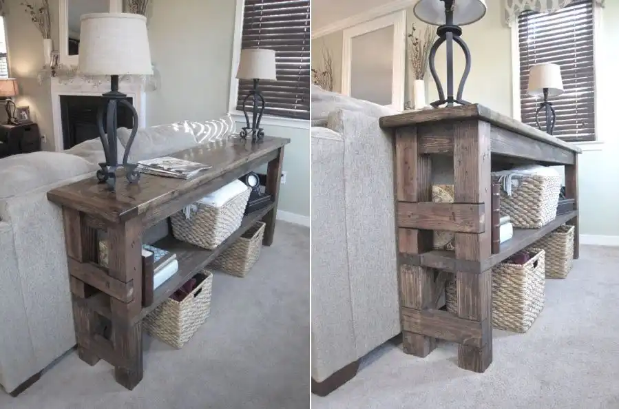 Bench style sofa behind