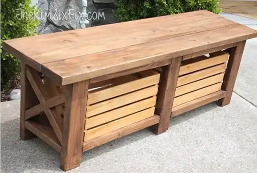 Bench with crates storage