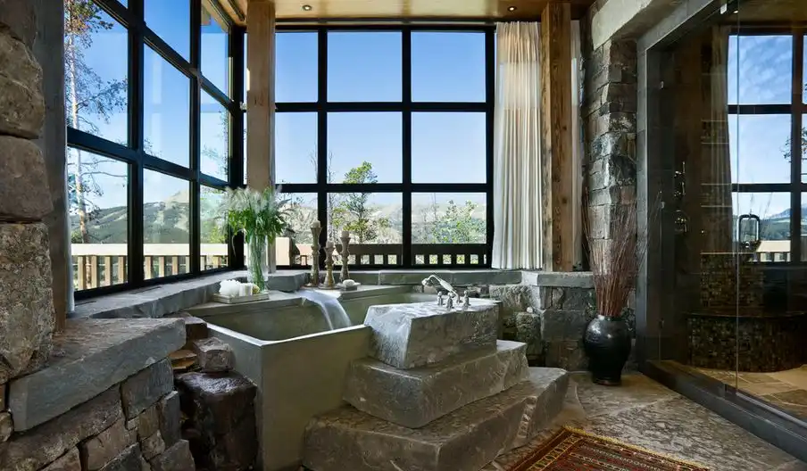 Big stone steps for bathtub