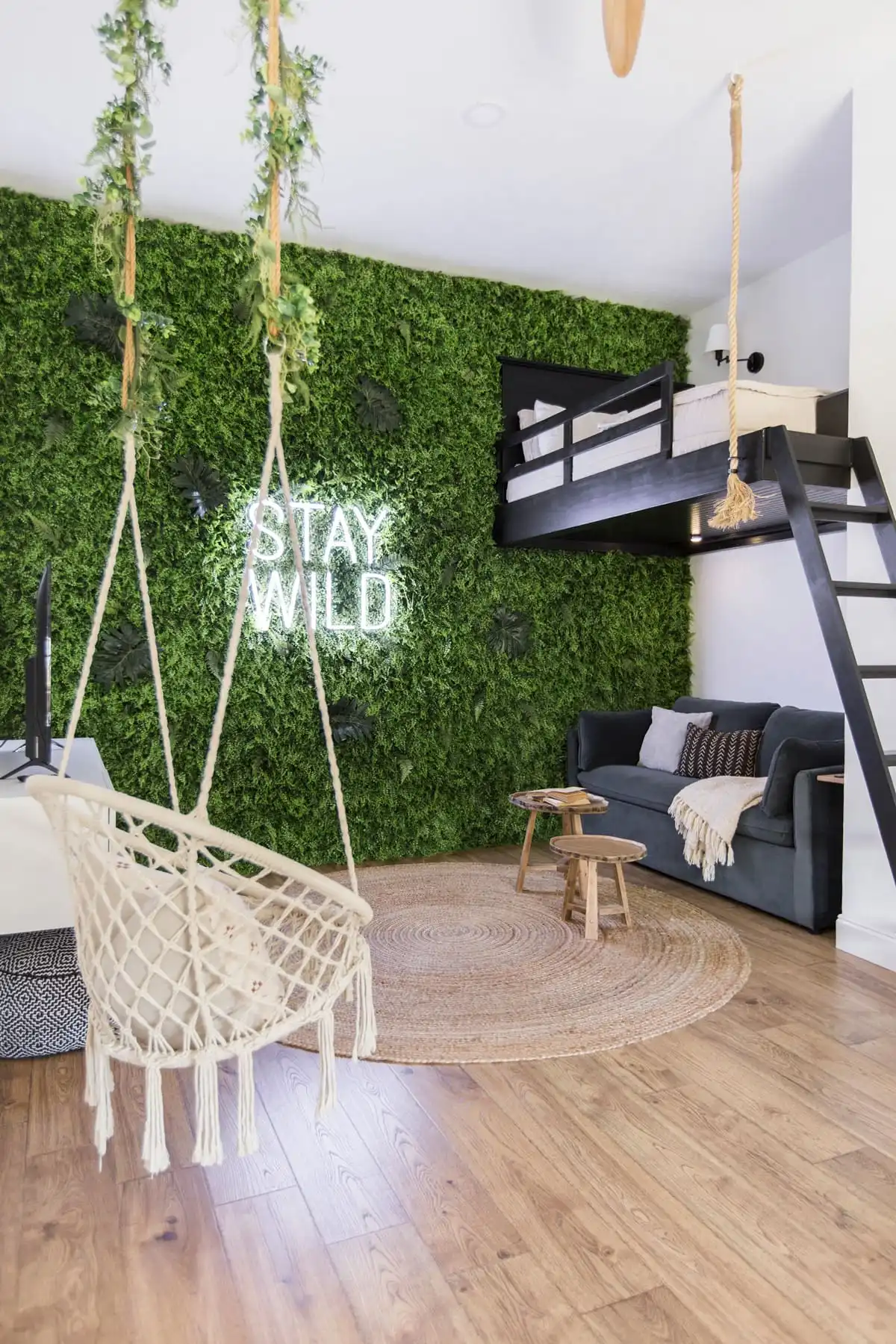 Black Loft Bed with Ladder